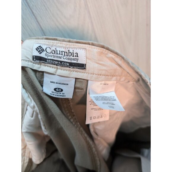 Columbia Regular Fit Men’s Khaki Flat Front Pants Size 40x29 Cotton READ - Picture 11 of 11